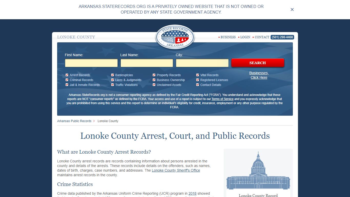 Lonoke County Arrest, Court, and Public Records